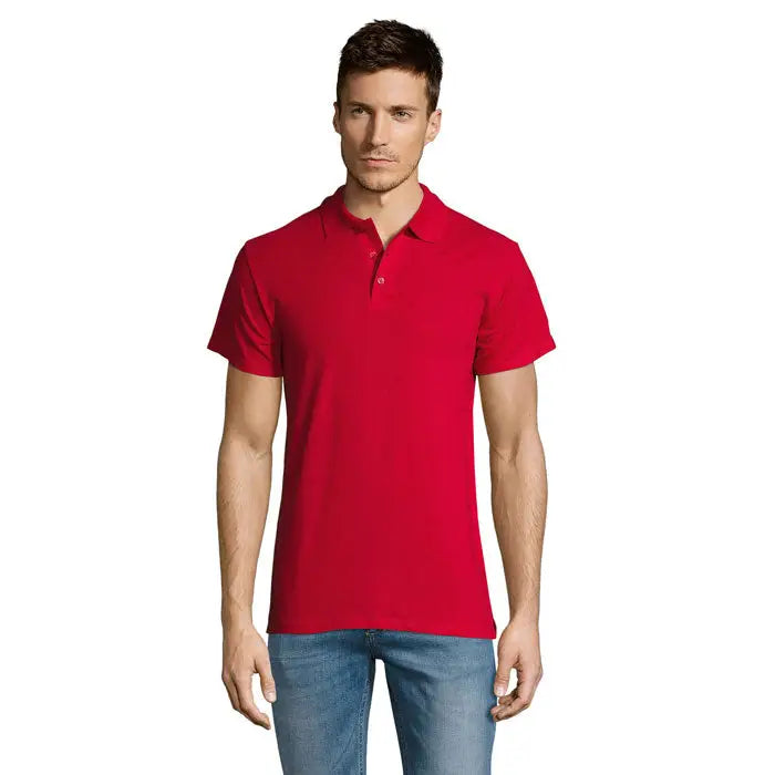 Tricou polo roșu bărbați summer ii man cu mânecă scurtă, guler clasic și nasturi din bumbac 170g