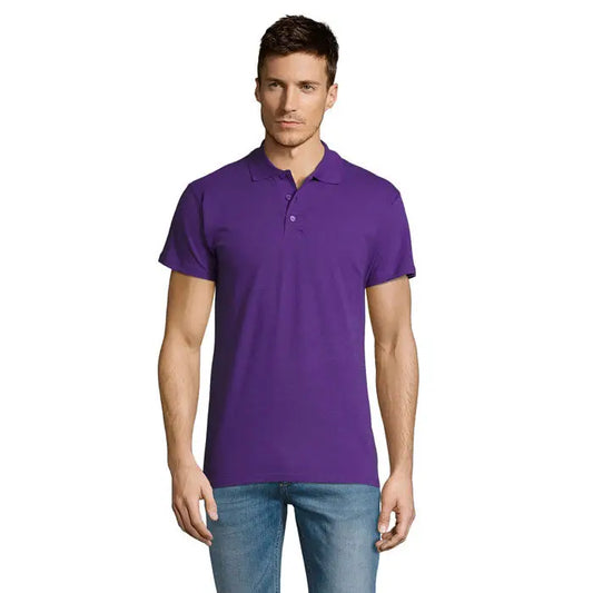 Tricou polo de bărbați summer ii violet cu mâneci scurte guler clasic și nasturi 170g