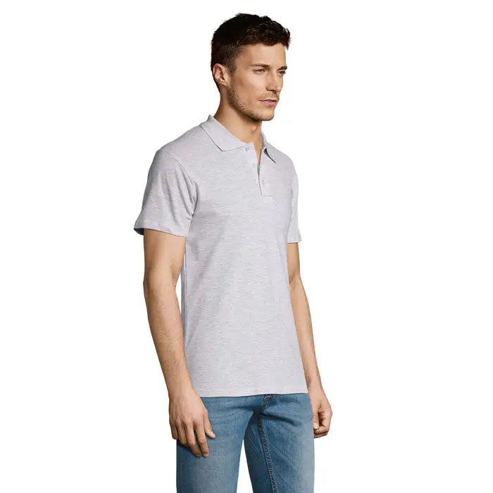 Tricou polo bărbătesc summer ii men 170g gri deschis cu mâneci scurte și guler clasic din material ușor
