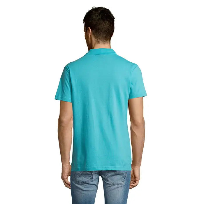 Tricou polo bărbătesc teal summer ii men cu guler clasic și mâneci scurte din material 170g