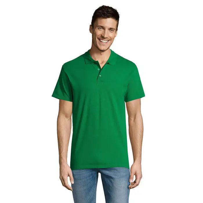 Tricou polo summer ii men verde vibrant cu mâneci scurte, guler clasic și material de 170g