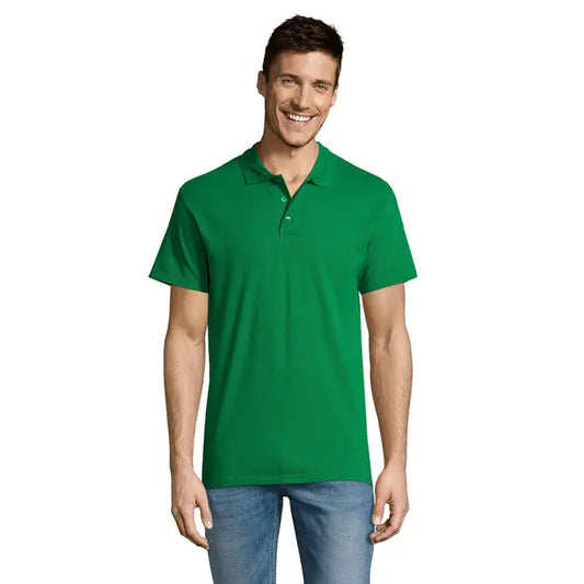 Tricou polo summer ii men verde vibrant cu mâneci scurte, guler clasic și material de 170g
