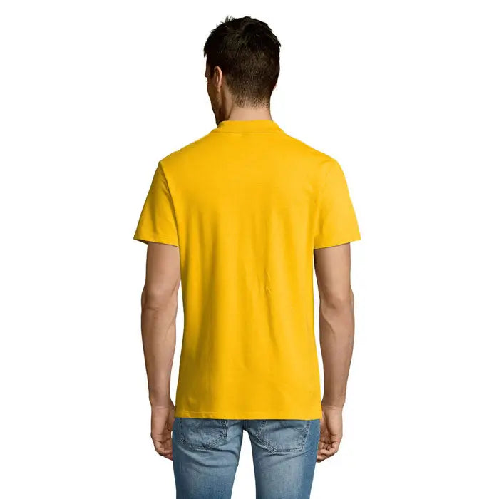Tricou polo bărbați summer ii men galben vibrant cu mâneci scurte, guler clasic și cusături fine 170g