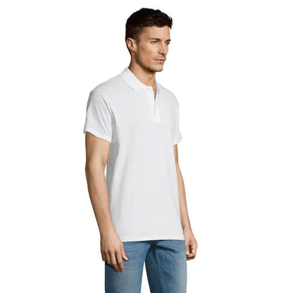 Tricou polo alb cu mâneci scurte și guler clasic din bumbac 170g pentru bărbați summer ii men