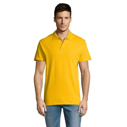 Tricou polo bărbătesc summer ii men 170g galben luminos cu mâneci scurte și guler clasic din bumbac