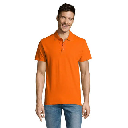 Tricou polo bărbați summer II men portocaliu aprins din bumbac 170g cu guler clasic și nasturi