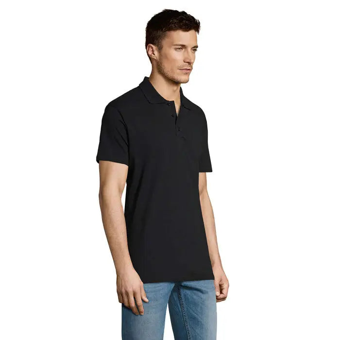 Tricou polo negru cu mâneci scurte summer ii men polo 170g din material de calitate, guler clasic cu nasturi