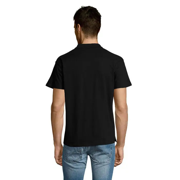 Tricou polo bărbați summer ii negru mânecă scurtă guler clasic și manșete de rib bumbac 170g