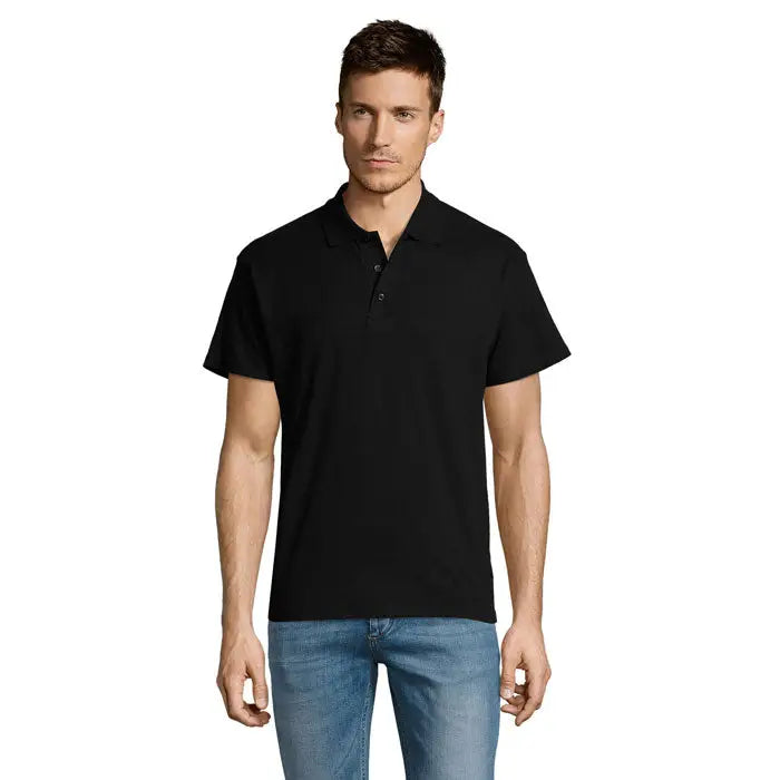 Tricou polo negru cu mânecă scurtă clasică din bumbac 170g pentru bărbați summer ii men polo