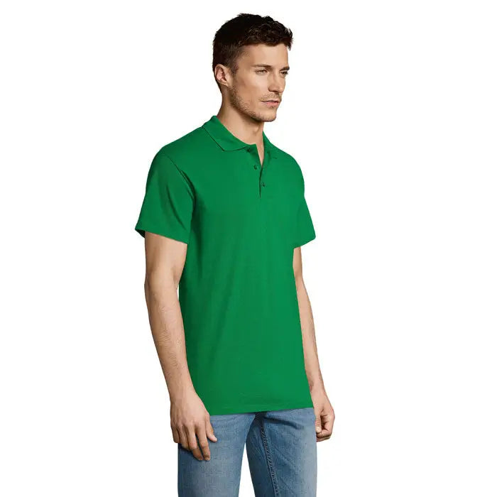 Tricou polo bărbați summer ii verde solid cu mânecă scurtă și guler clasic din material 170g