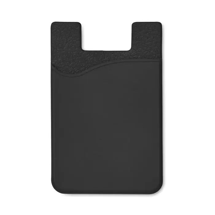 Suport card din silicon negru cu margine texturată și corp neted din silicon pentru telefon
