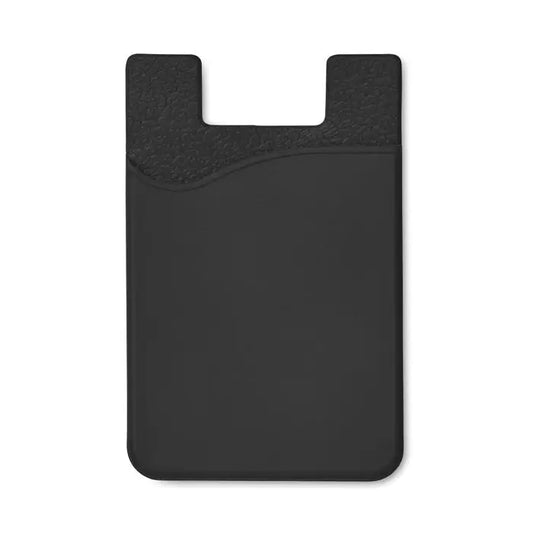 Suport card din silicon negru cu margine texturată și corp neted din silicon pentru telefon