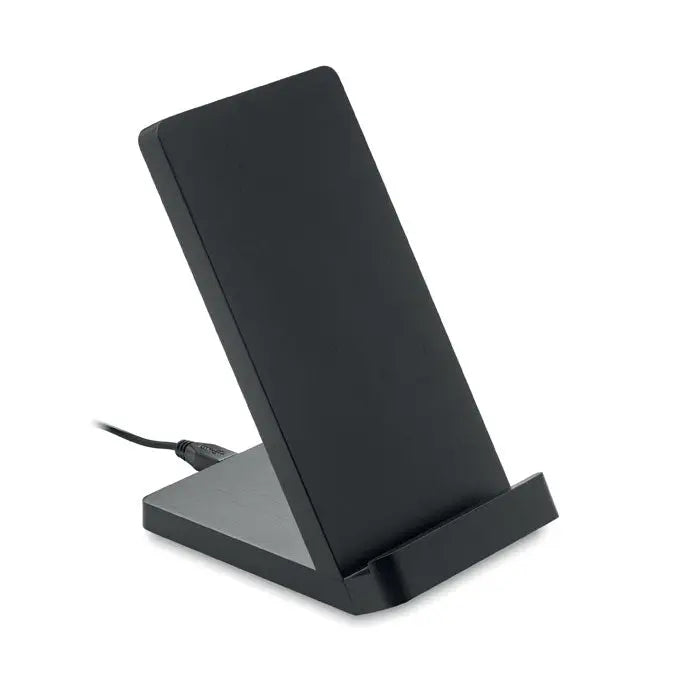 Suport de incarcare fara fir negru din bambus 5w cu design minimalist si finisaj mat