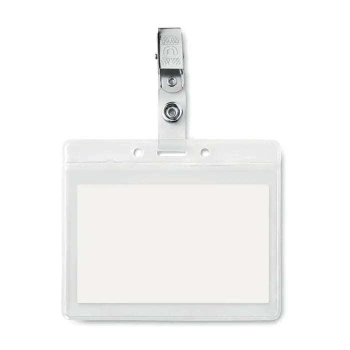 Suport insigna din pvc transparent cu clips metalic argintiu pentru prindere badges de identificare