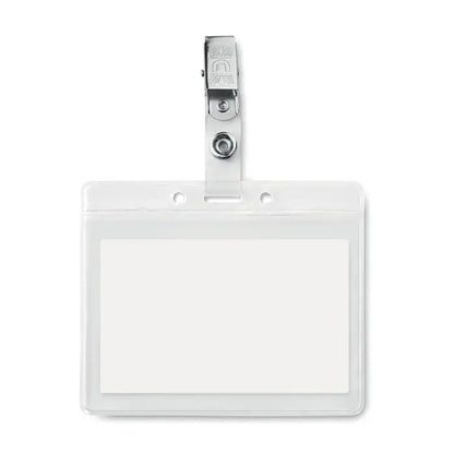 Suport insigna din pvc transparent cu clips metalic argintiu pentru prindere badges de identificare