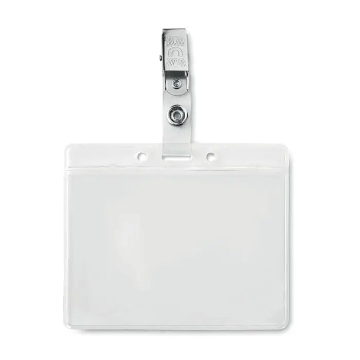 Suport insigna din pvc transparent cu clips metalic argintiu pentru ecuson sau legitimatie