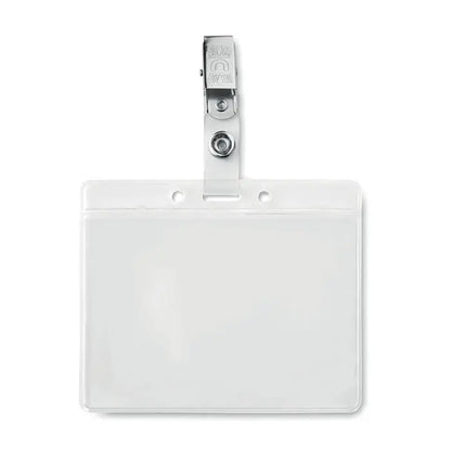 Suport insigna din pvc transparent cu clips metalic argintiu pentru ecuson sau legitimatie