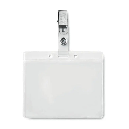 Suport insigna din pvc transparent cu clips metalic argintiu pentru ecuson sau legitimatie