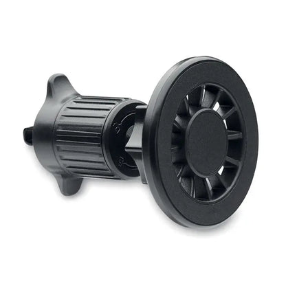 Suport magnetic pentru telefon negru din plastic cu prindere texturata si baza circulara cu ventuza pentru masina