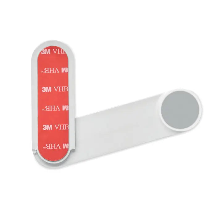 Suport magnetic pentru telefon alb din plastic l-shape cu banda adeziva rosie 3m vhb si ventuza gri circulara