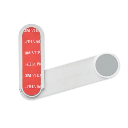Suport magnetic pentru telefon alb din plastic l-shape cu banda adeziva rosie 3m vhb si ventuza gri circulara