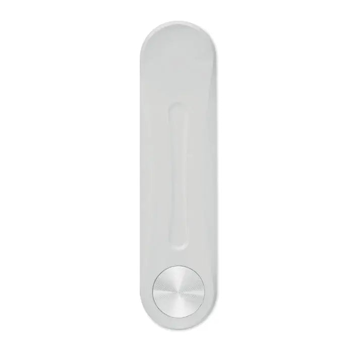 Suport magnetic pentru telefon alb din plastic cu baza circulara metalica argintie pentru sustinere usoara