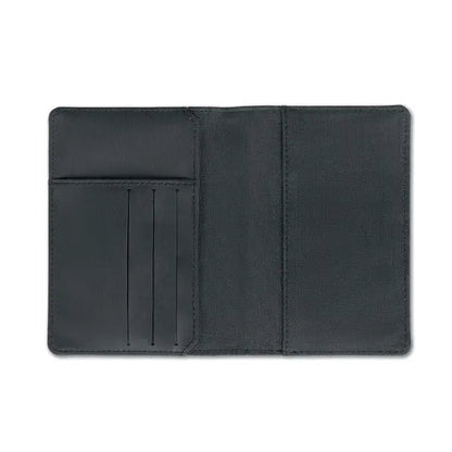 Suport pasaport 2 tonuri din piele neagra cu multiple sloturi pentru carduri si interior texturat