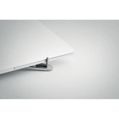 Suport pentru laptop pliabil argintiu din metal cu design minimalist si inaltime reglabila pentru birou eficient
