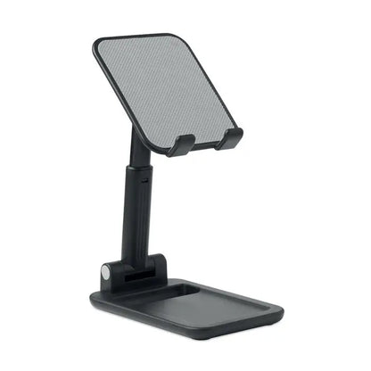 Suport pentru smartphone pliabil negru cu spate din plasa si tava integrata reglabil