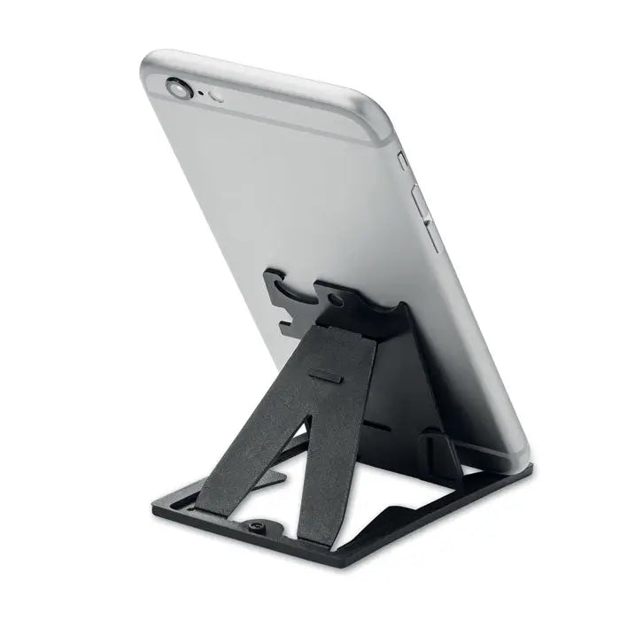 Suport pentru telefon de buzunar din plastic negru cu mai multe instrumente ținând un smartphone argintiu