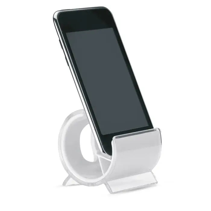 Suport pentru telefon clear acrilic transparent care tine un ipod negru