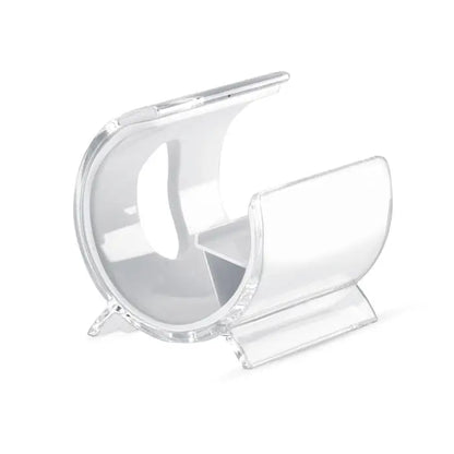 Suport pentru telefon din acril transparent cu design curbat in forma de u si baza plata pentru stabilitate