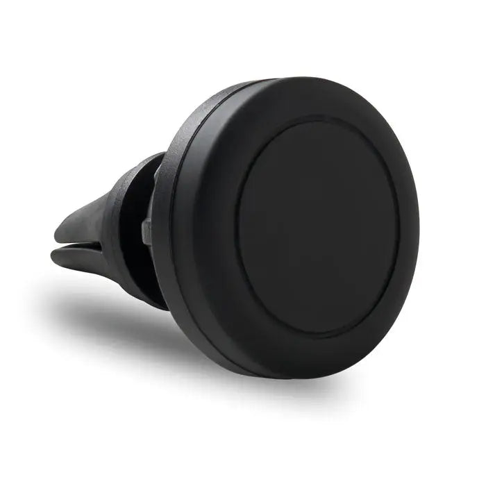 Suport pentru telefon negru magnetic pentru aerisitor auto cu design circular si finisaj mat neted