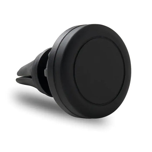 Suport pentru telefon negru magnetic pentru aerisitor auto cu design circular si finisaj mat neted