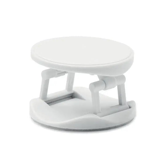 Suport rotund pentru telefon din plastic alb cu top circular si picioare reglabile