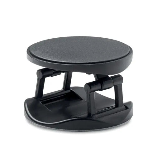 Suport rotund pentru telefon negru din plastic cu top circular si picioare reglabile