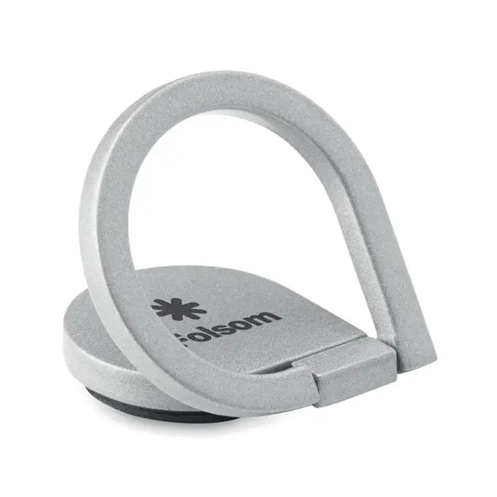 Suport telefon suport inel din metal argintiu cu design minimalist si logo olsom gravat pe baza