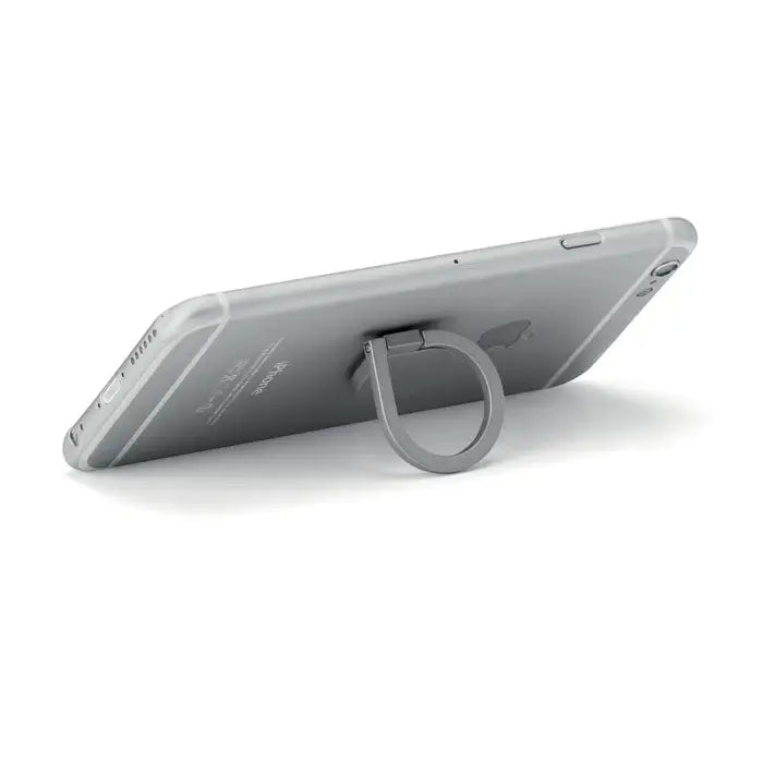 Suport telefon-suport inel argintiu metalic pentru smartphone oferind stabilitate si utilizare confortabila