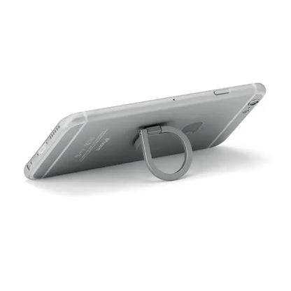 Suport telefon-suport inel argintiu metalic pentru smartphone oferind stabilitate si utilizare confortabila
