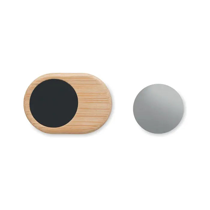 Suport telefon magnetic pentru aerisire cu coaster oval din bambus si suprafata magnetica neagra minimalista