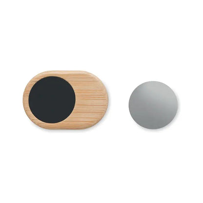 Suport telefon magnetic pentru aerisire cu coaster oval din bambus si suprafata magnetica neagra minimalista