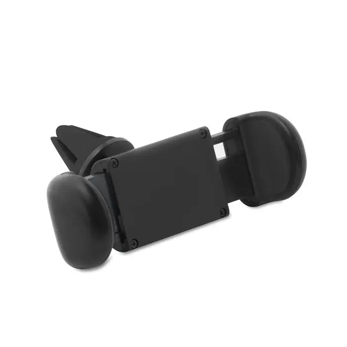 Suport telefon masina din plastic negru cu clema centrala si capete rotunjite pentru aerisire auto