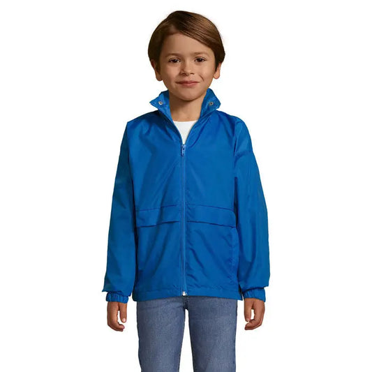 Jachetă subțire surf kids windbreaker 210g albastru deschis din nylon ușor cu fermoar și două buzunare frontale
