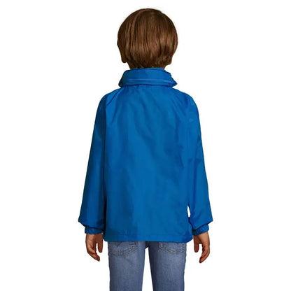 Jachetă ușoară și impermeabilă surf kids windbreaker 210g albastru deschis cu guler înalt și manșete elastice
