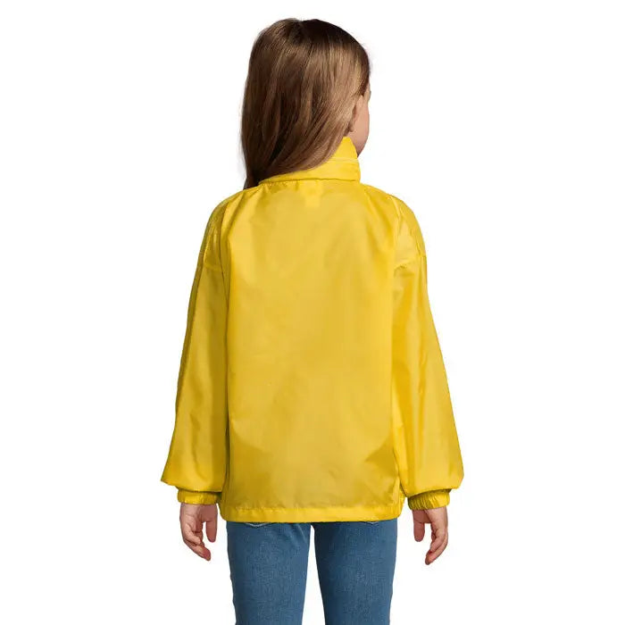 Jachetă surf kids windbreaker 210g galbenă, ușoară din nylon cu guler înalt și manșete elastice