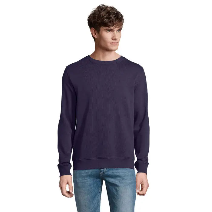 Bluză unisex navy albastru închis din tricot cu guler rotund model sweat comet 280
