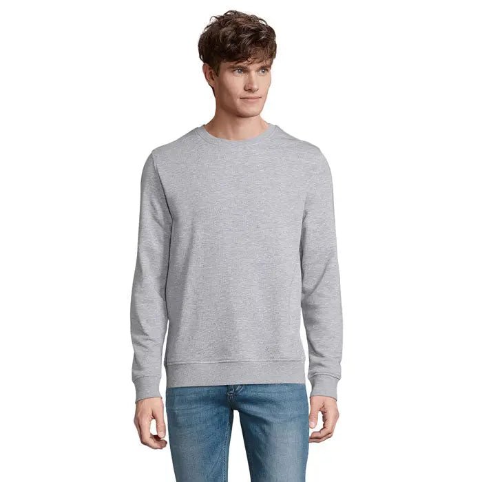 Heather gray crewneck sweatshirt sweat comet unisex 280 with ribbed cuffs and hem in soft fabric