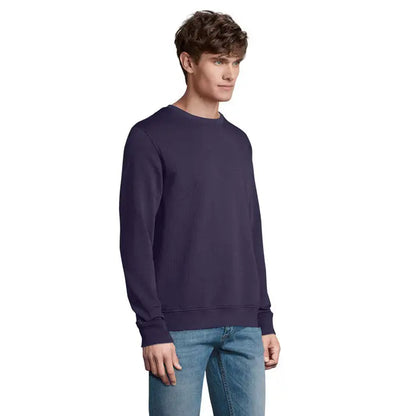 Bluză unisex navy blue cu guler rotund și manșete reiate din material textil SWEAT COMET 280