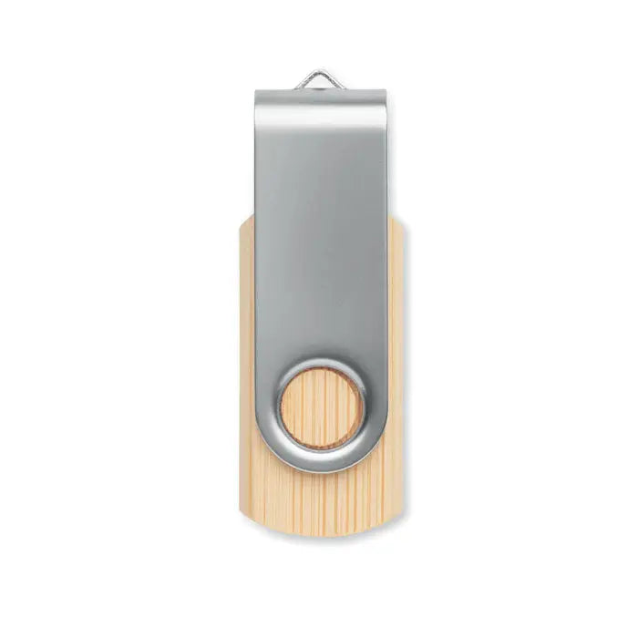 Usb flash drive techmate bambus 16gb mo6898-40 rotativ din metal argintiu si lemn deschis