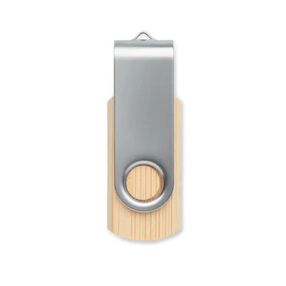 Usb flash drive techmate bambus 16gb mo6898-40 rotativ din metal argintiu si lemn deschis